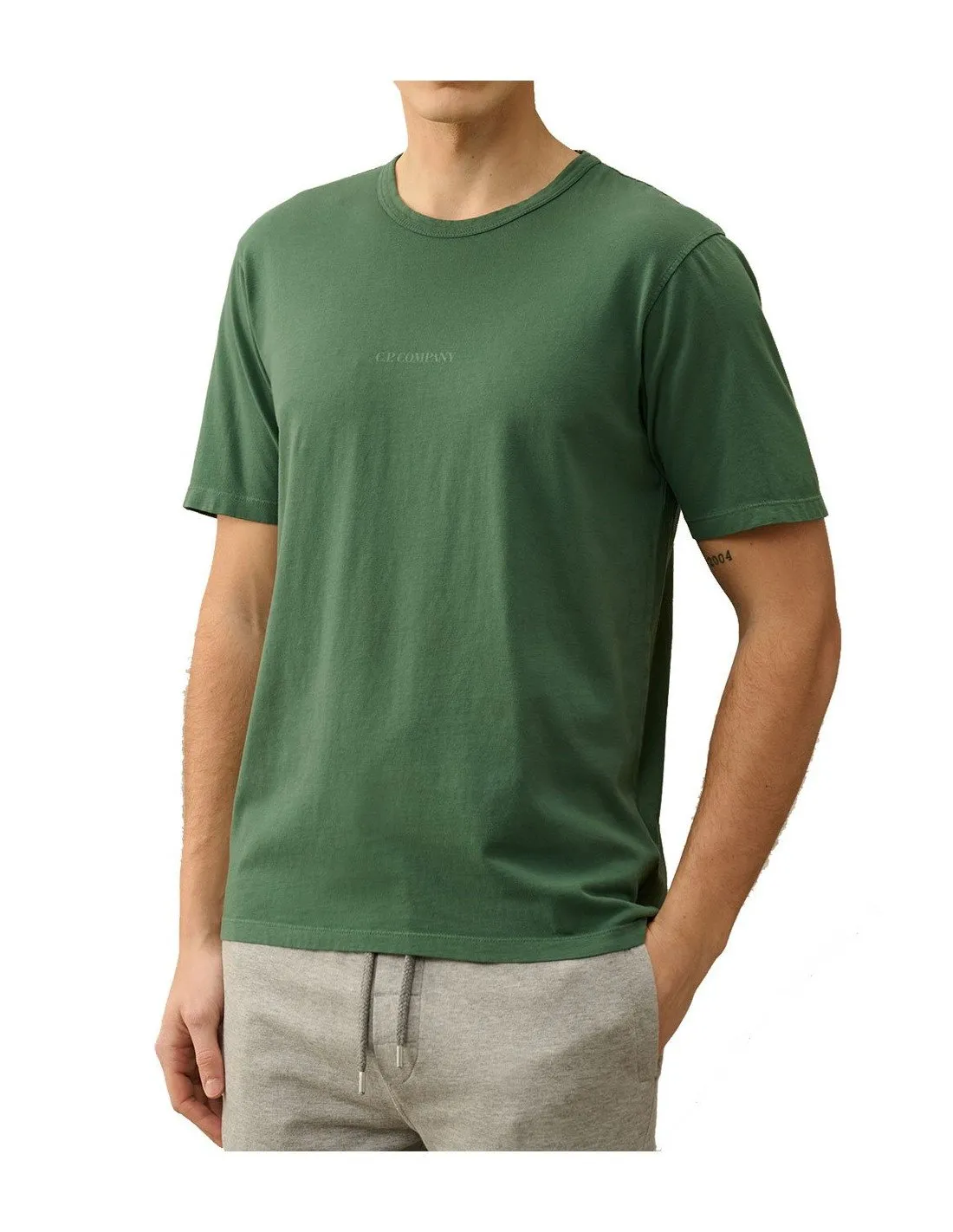 T-shirt C.P. Company uomo 16CMTS085A resist dyed logo verde