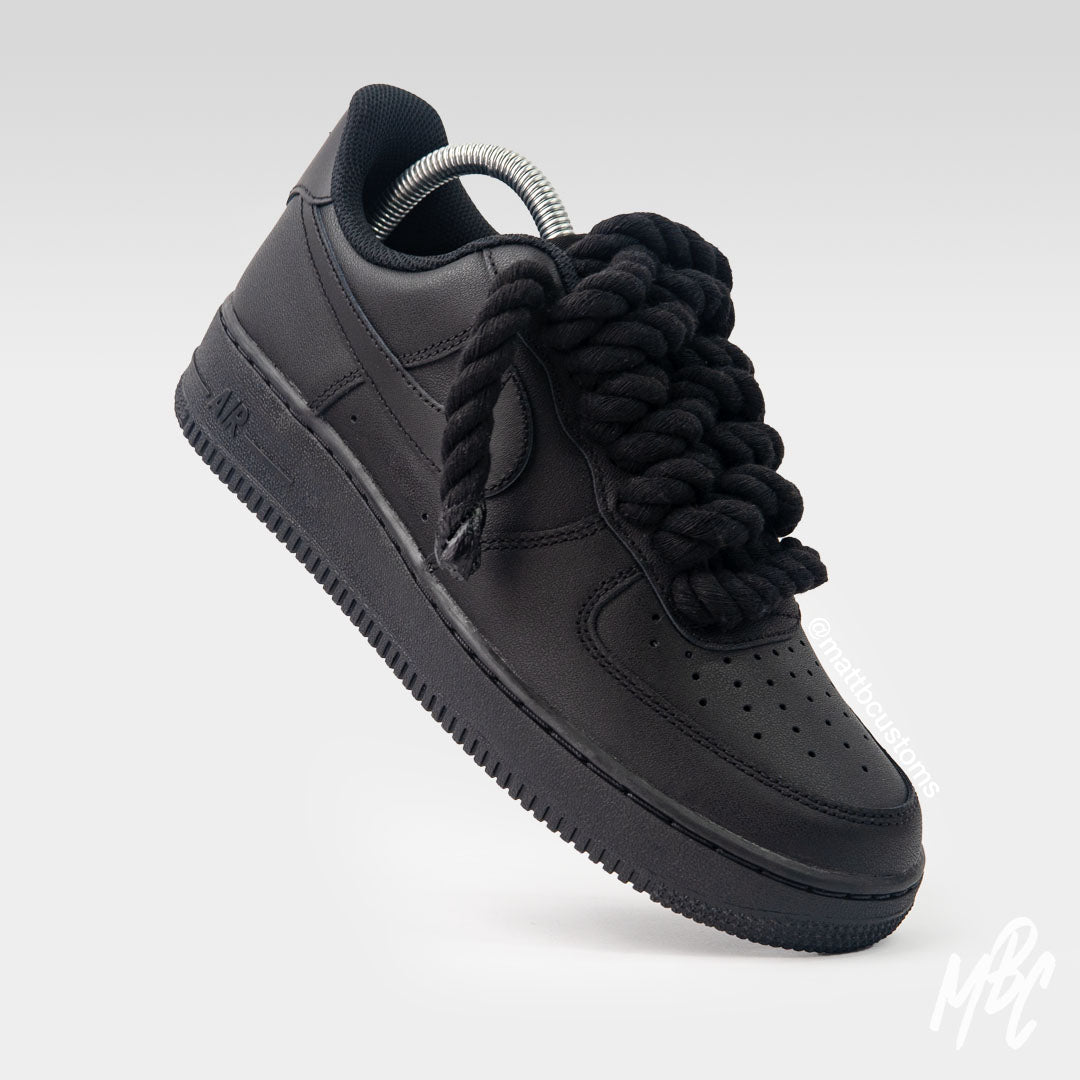 Thicc Laces - Black Air Force 1 | UK 8 (Faulty)