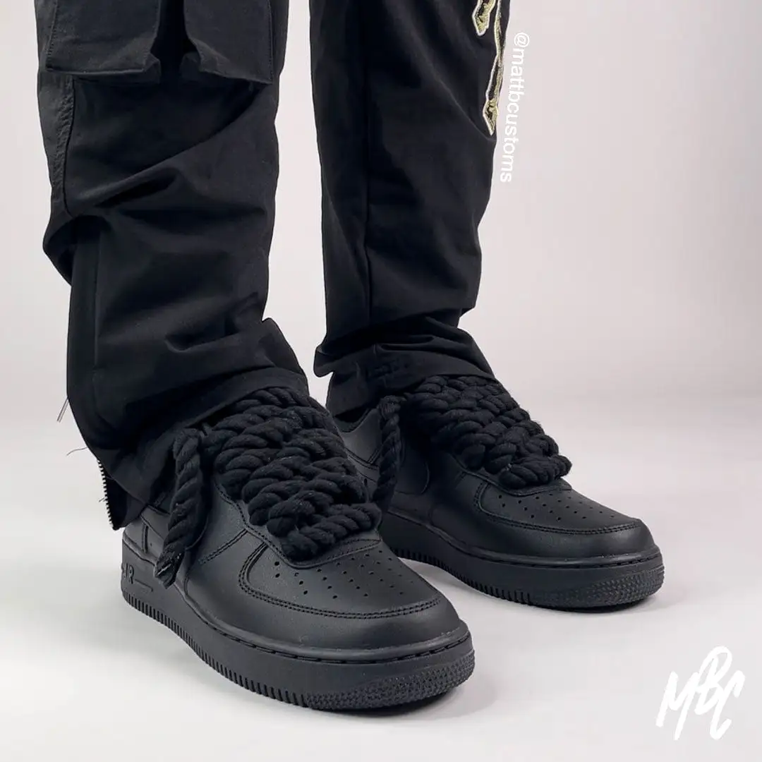 Thicc Laces - Black Air Force 1 Custom