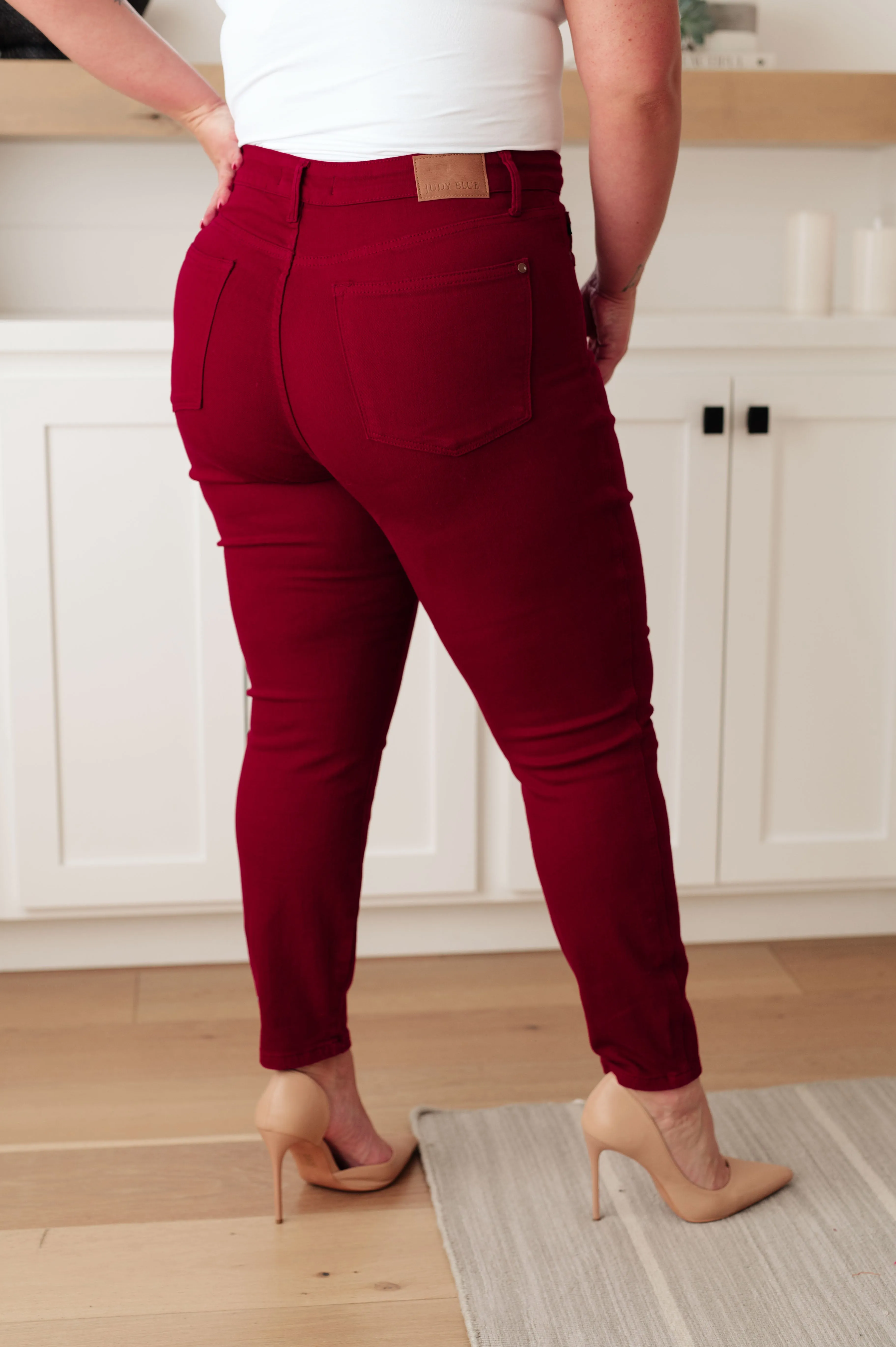 Wanda High Rise Control Top Skinny Jeans Scarlet**