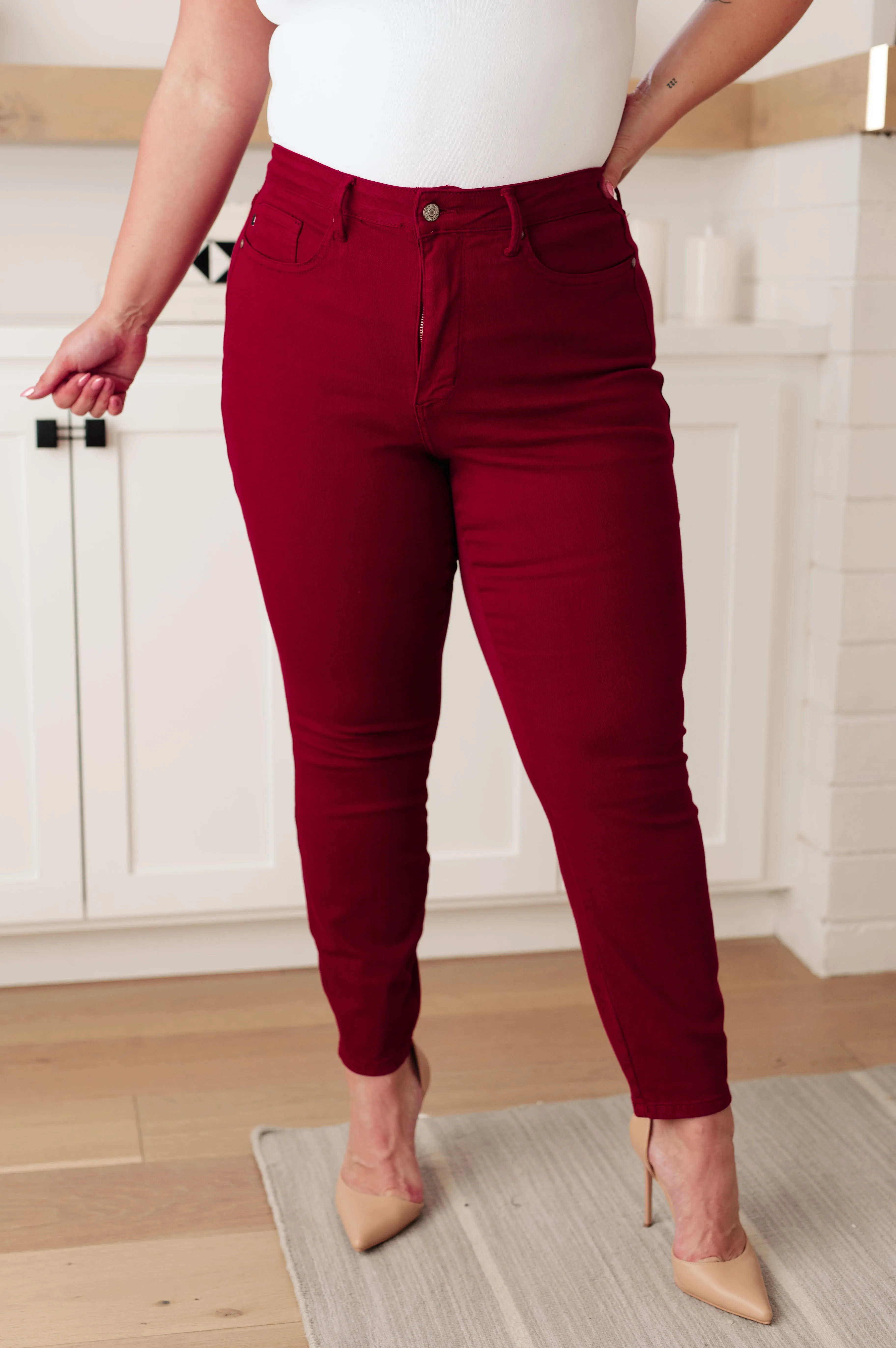 Wanda High Rise Control Top Skinny Jeans Scarlet**