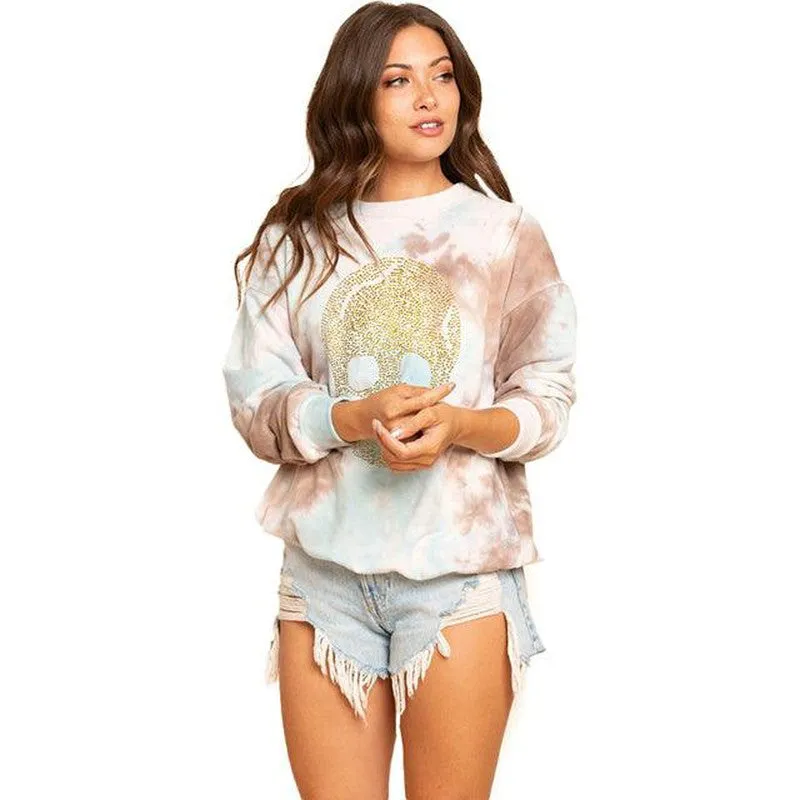 Women's Tie Dye Sweatshirts With Skull Stud