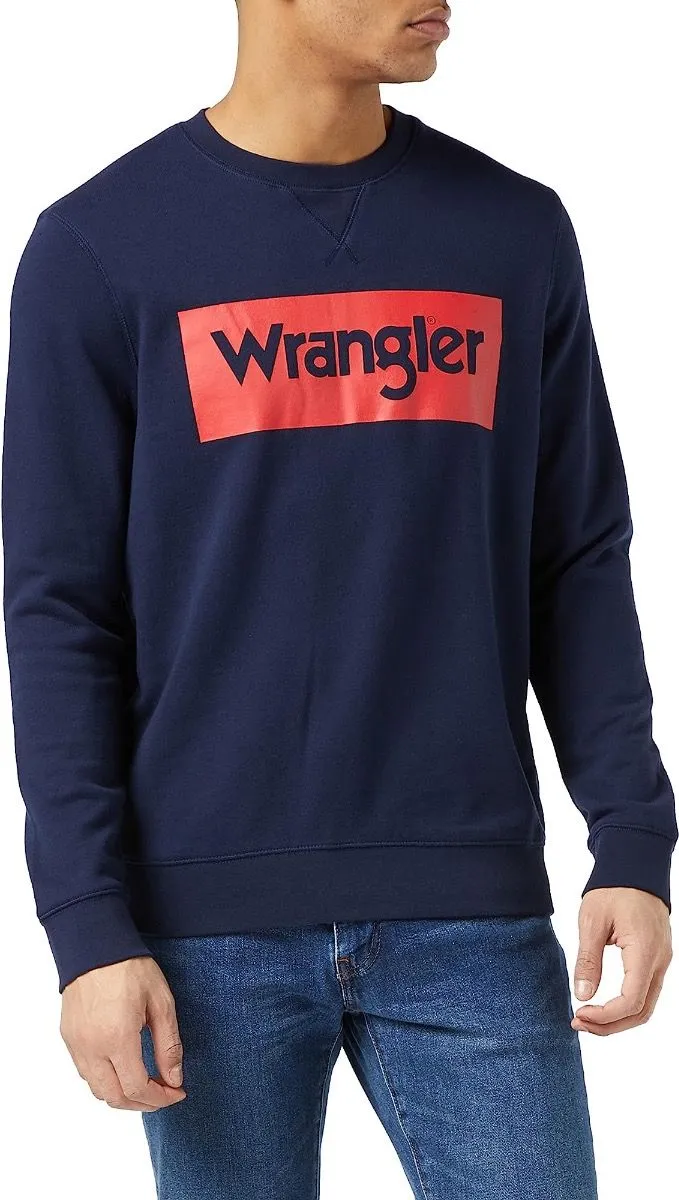 Wrangler Logo Crew Neck Sweatshirts Navy